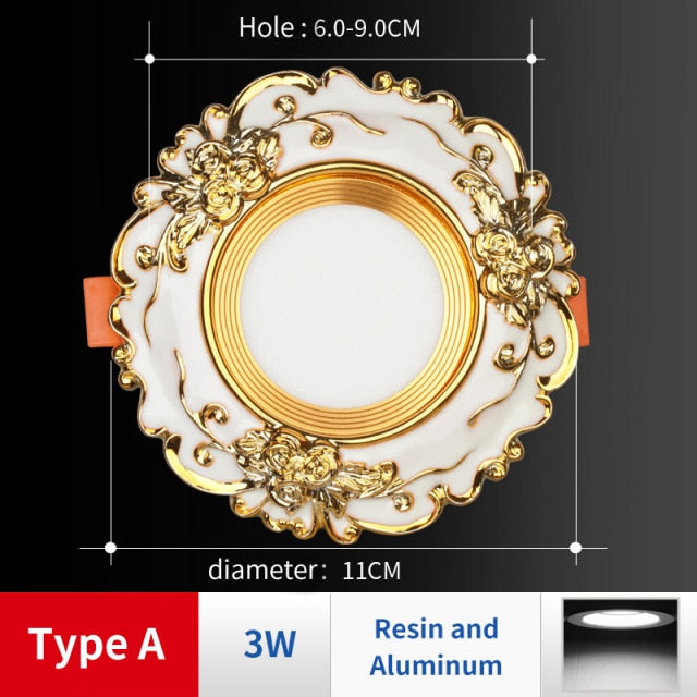 FLKL Castle Style LED Downlight Variable light 3W 5W Round Bulb Lamp Indoor Kitchen Study Bedroom AC 220V Recessed Spot Light