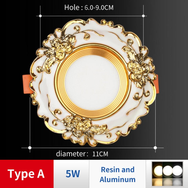 FLKL Castle Style LED Downlight Variable light 3W 5W Round Bulb Lamp Indoor Kitchen Study Bedroom AC 220V Recessed Spot Light