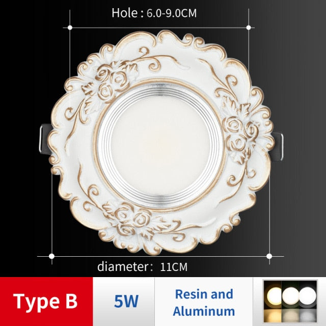 FLKL Castle Style LED Downlight Variable light 3W 5W Round Bulb Lamp Indoor Kitchen Study Bedroom AC 220V Recessed Spot Light