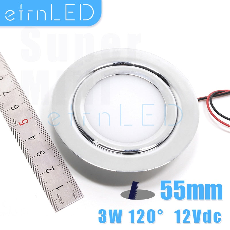 etrnLED Waterproof Spotlight Ultra Thin Recessed Led Downlight 12V 3W IP65 Cabinet Closet Bathroom Veranda Sauna Light Ceiling