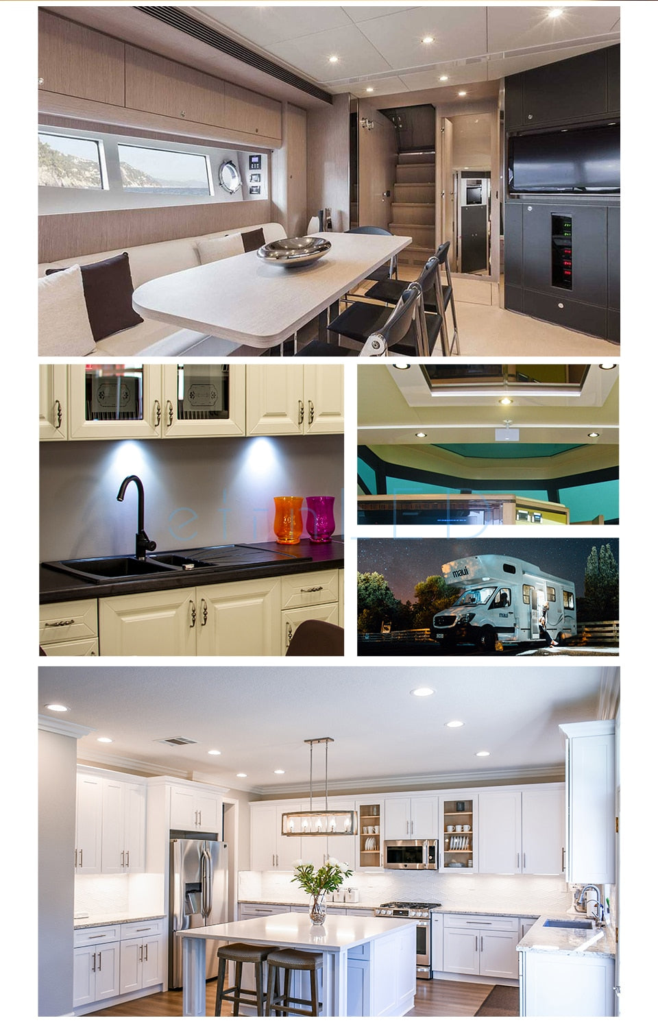 etrnLED Waterproof Spotlight Ultra Thin Recessed Led Downlight 12V 3W IP65 Cabinet Closet Bathroom Veranda Sauna Light Ceiling