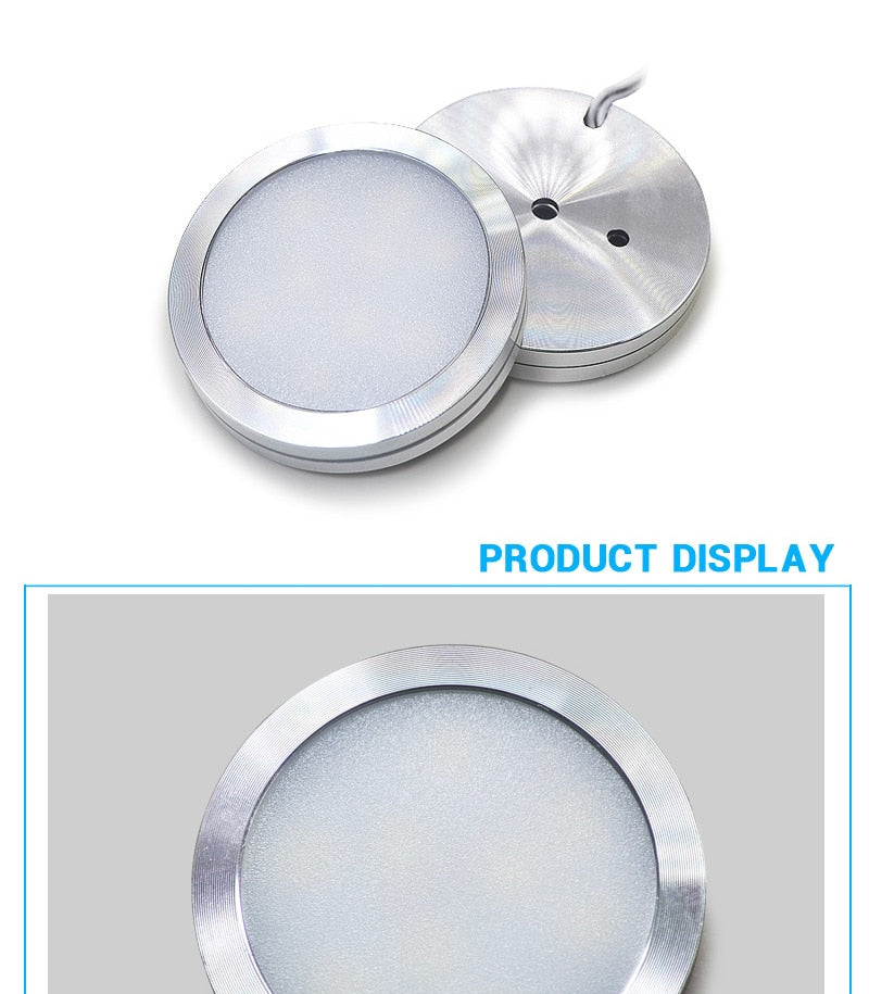 LED DownLight DC12v 3W Under Cabinet Wardrobe Showcase Lamp with Wire 3M back glue or screw installation Kitchen Dome Light