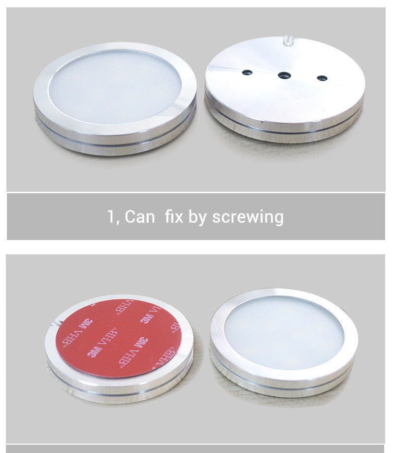LED DownLight DC12v 3W Under Cabinet Wardrobe Showcase Lamp with Wire 3M back glue or screw installation Kitchen Dome Light