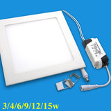 Ultra thin Design 3W 4W 6W 9W 12W 15W 18W LED Ceiling Recessed Grid Downlight / Slim Round And Square Flat Panel Light