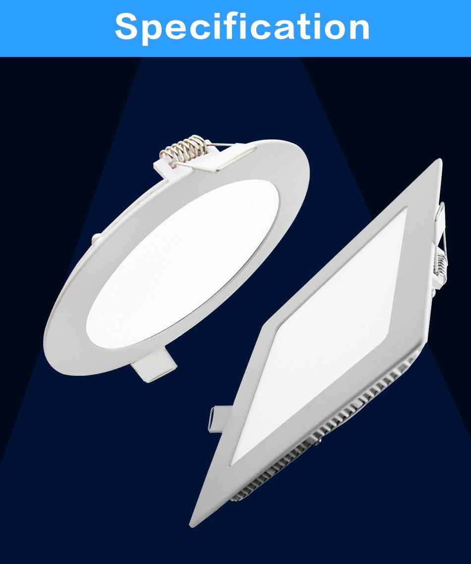 Ultra thin Design 3W 4W 6W 9W 12W 15W 18W LED Ceiling Recessed Grid Downlight / Slim Round And Square Flat Panel Light