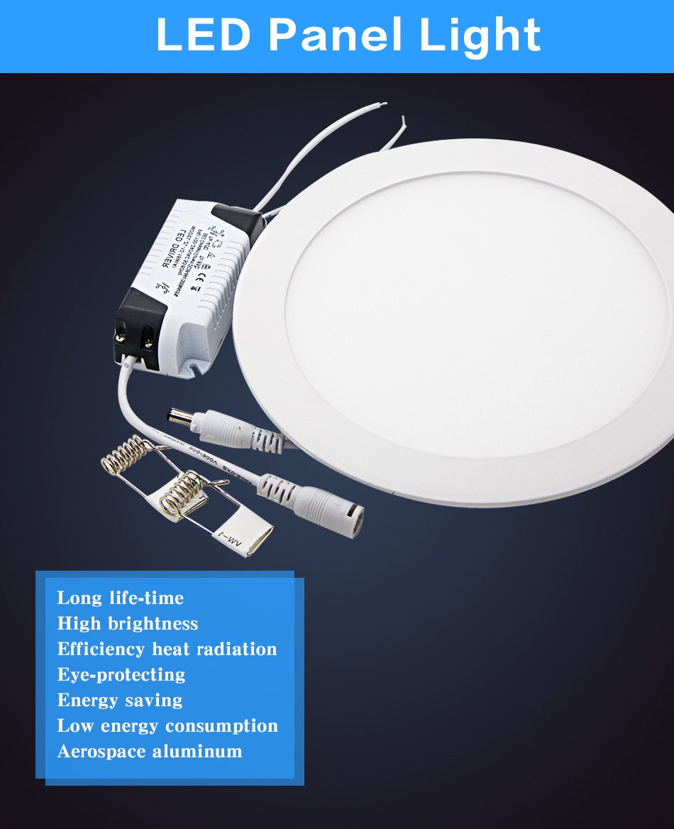 Ultra thin Design 3W 4W 6W 9W 12W 15W 18W LED Ceiling Recessed Grid Downlight / Slim Round And Square Flat Panel Light