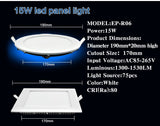 Ultra thin Design 3W 4W 6W 9W 12W 15W 18W LED Ceiling Recessed Grid Downlight / Slim Round And Square Flat Panel Light