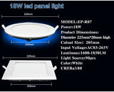 Ultra thin Design 3W 4W 6W 9W 12W 15W 18W LED Ceiling Recessed Grid Downlight / Slim Round And Square Flat Panel Light