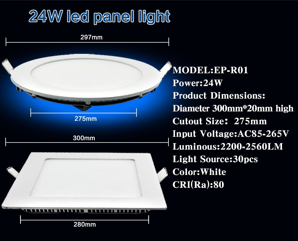 Ultra thin Design 3W 4W 6W 9W 12W 15W 18W LED Ceiling Recessed Grid Downlight / Slim Round And Square Flat Panel Light