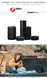 ZigBee RGB Smart LED Downlight Dimming Round Spot Light 7W 9W RGB + Warm + White Color Changing Light Works Alexa AC110-250V