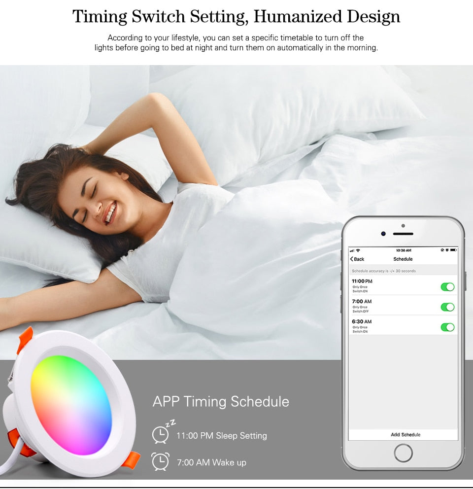 ZigBee RGB Smart LED Downlight Dimming Round Spot Light 7W 9W RGB + Warm + White Color Changing Light Works Alexa AC110-250V