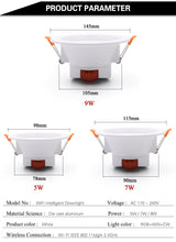 ZigBee RGB Smart LED Downlight Dimming Round Spot Light 7W 9W RGB + Warm + White Color Changing Light Works Alexa AC110-250V