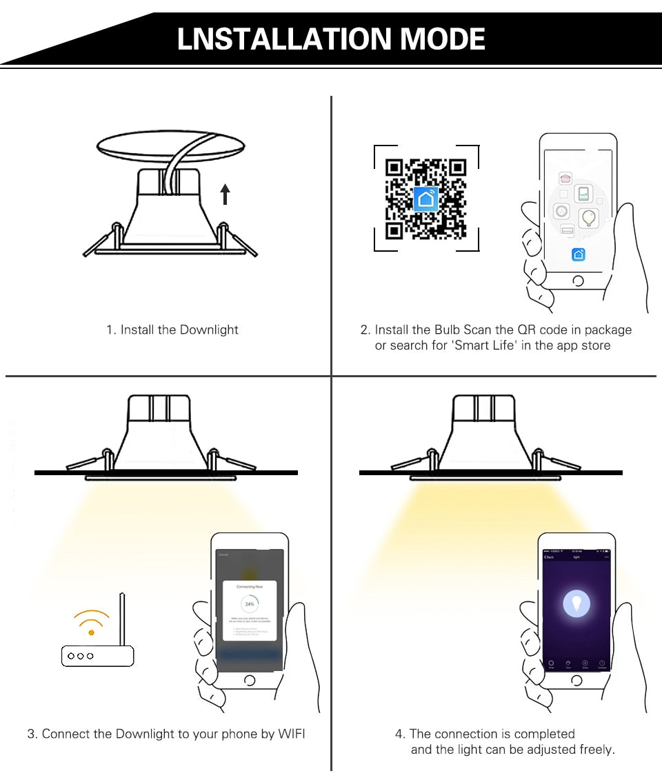 ZigBee RGB Smart LED Downlight Dimming Round Spot Light 7W 9W RGB + Warm + White Color Changing Light Works Alexa AC110-250V