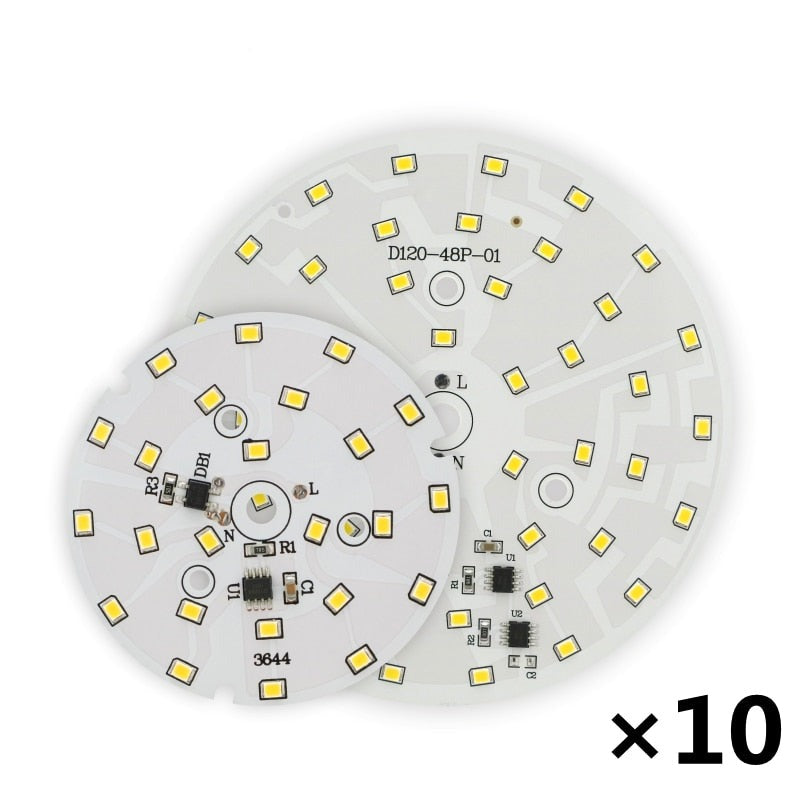 LED Chip for Downlight 10 PCS 3W 5W 7W 9W 12W 15W 18W SMD 2835 Round Light Beads AC 220V-240V Downlight Chip Lighting Spotlight