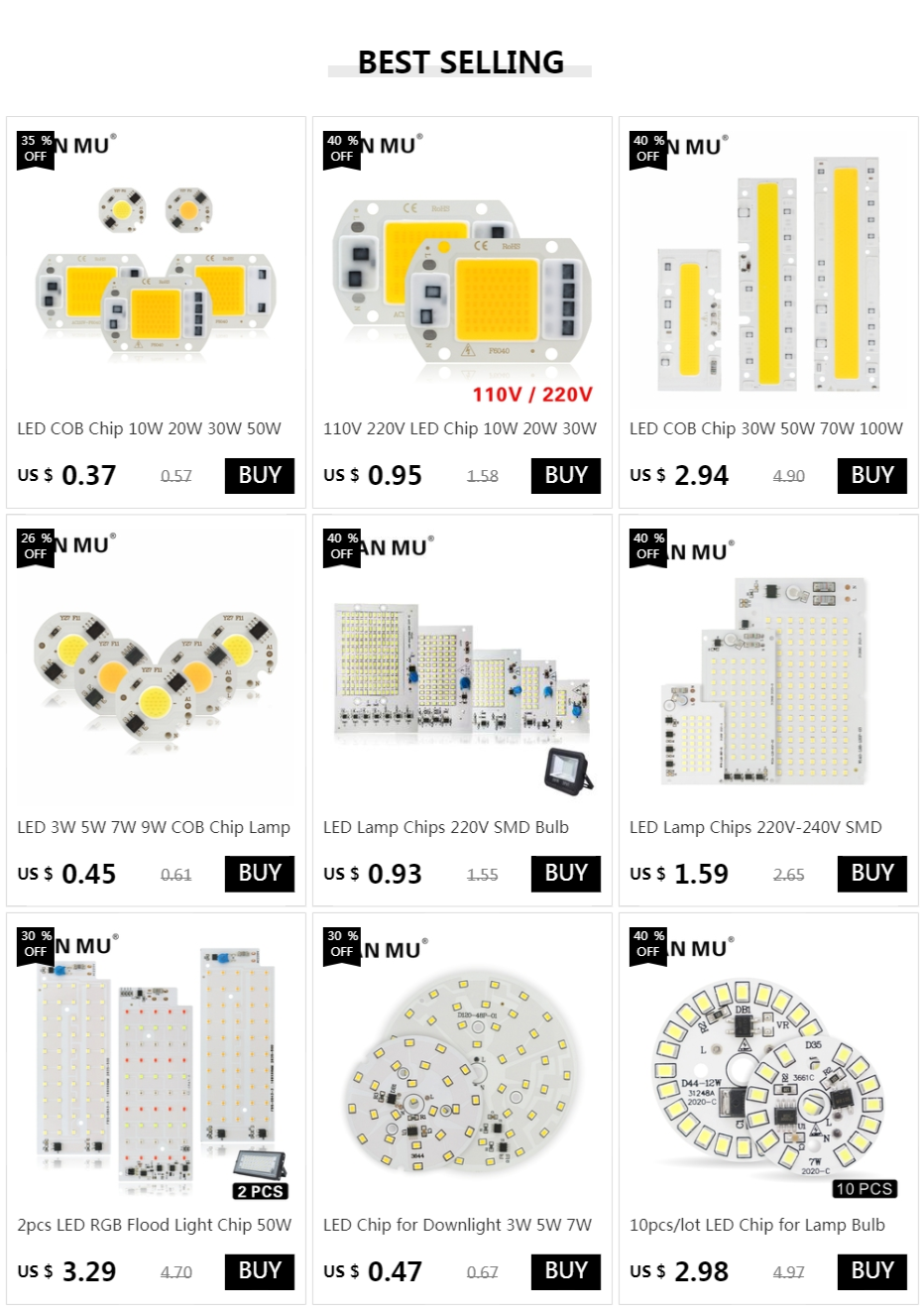 LED Chip for Downlight 10 PCS 3W 5W 7W 9W 12W 15W 18W SMD 2835 Round Light Beads AC 220V-240V Downlight Chip Lighting Spotlight