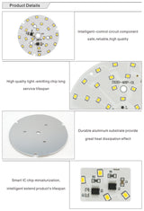 LED Chip for Downlight 10 PCS 3W 5W 7W 9W 12W 15W 18W SMD 2835 Round Light Beads AC 220V-240V Downlight Chip Lighting Spotlight