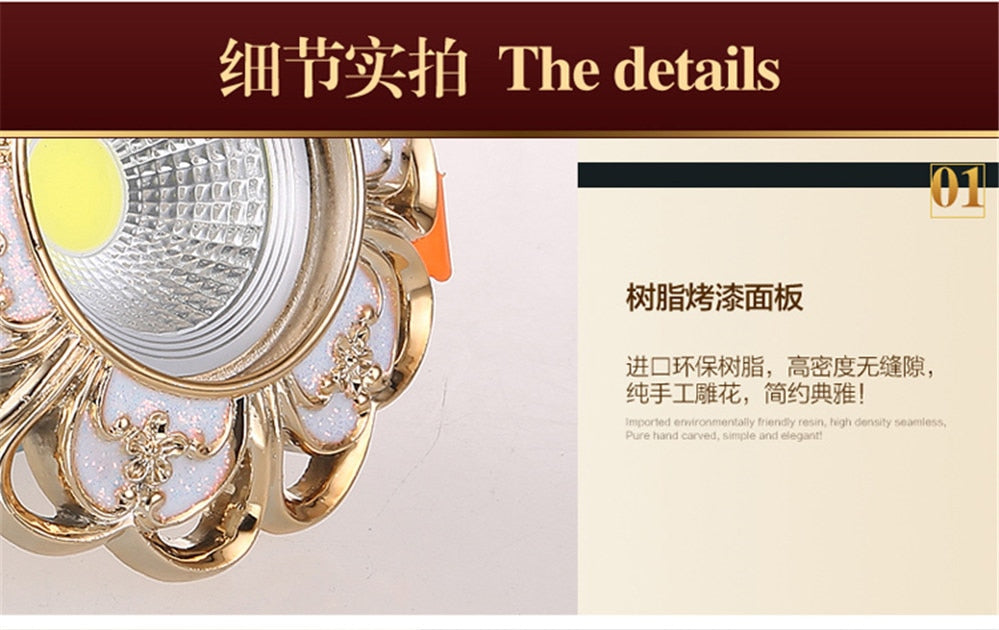 European Style Resin Garland Led Ceiling Lamp Led Recessed Spot Down Lights Indoor Living Room Lighting Fixture Home Decoration