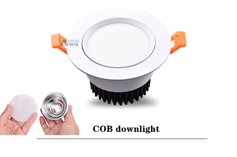Dimmable LED COB Spotlight Ceiling lamp AC85-265V 5W 7W 9W 12W 15W 18W Aluminum recessed downlights round Led Spot Light