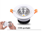 Dimmable LED COB Spotlight Ceiling lamp AC85-265V 5W 7W 9W 12W 15W 18W Aluminum recessed downlights round Led Spot Light