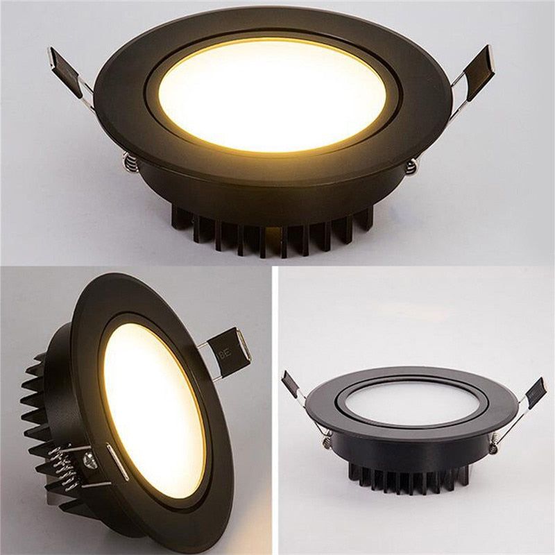 Dimmable COB LED spotlight ceiling lamp, AC85-265V aluminum recessed downlight indoor lighting, round led panel light, 3W 5w7w9w