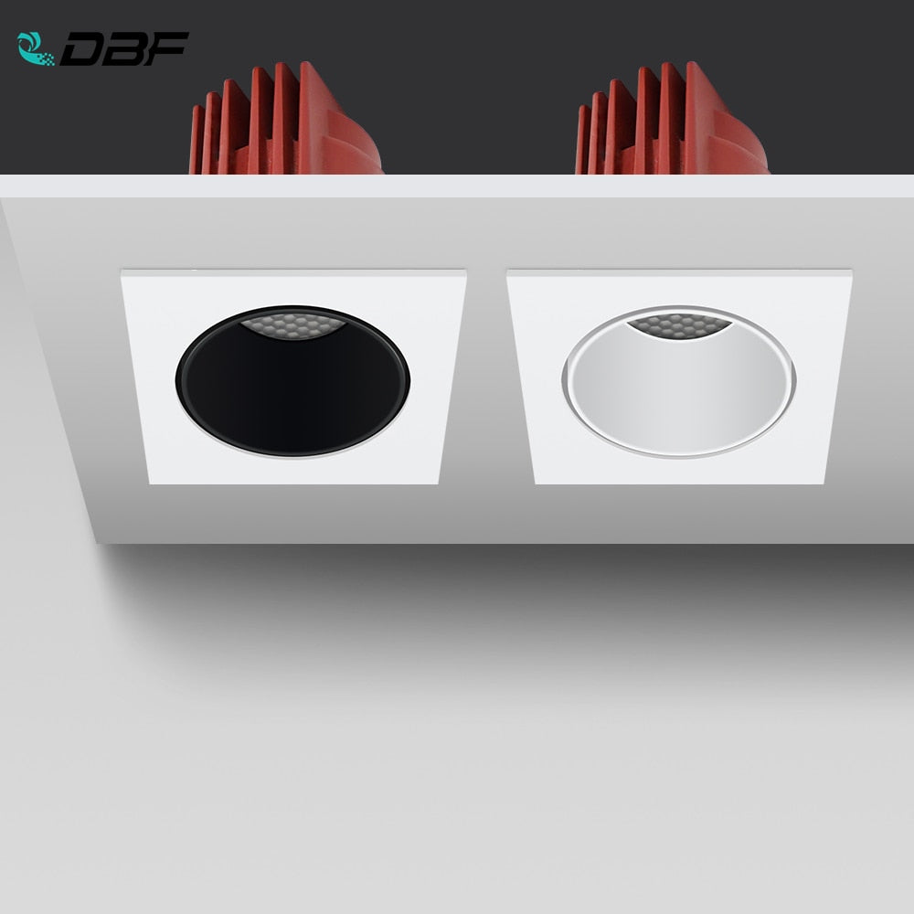 DBF Angle Adjust Square Anti-Glare LED Recessed Downlight 7W 12W 15W Honeycomb Nest Lens Ceiling Spot Light Kitchen Living Room