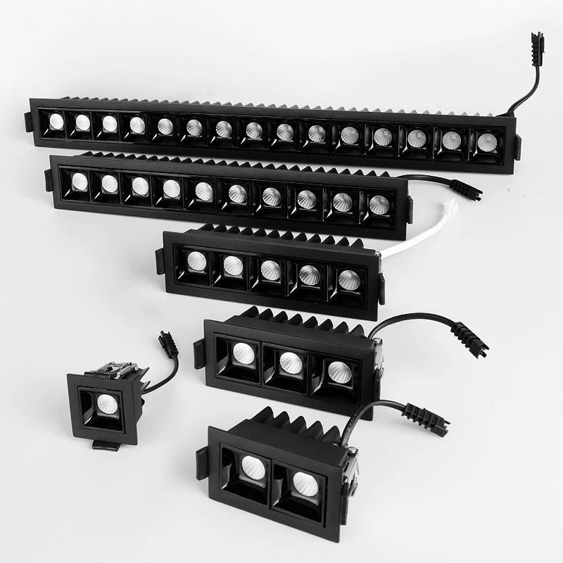 Square dimming 2W/4W/6W/10W/20W/30W LED spotlight line light bar creative linear long strip living room corridor light downlight