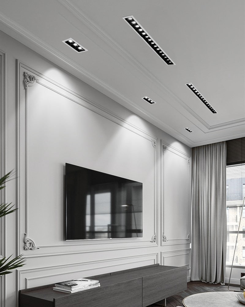 Square dimming 2W/4W/6W/10W/20W/30W LED spotlight line light bar creative linear long strip living room corridor light downlight