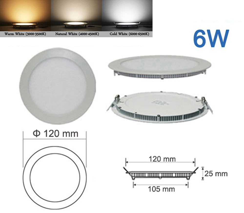 Ultra Thin LED Panel Downlight 3W 6W 9W 12W 15W 18W Round/ Square LED Ceiling Recessed Light AC85-265V LED Panel Light bulb