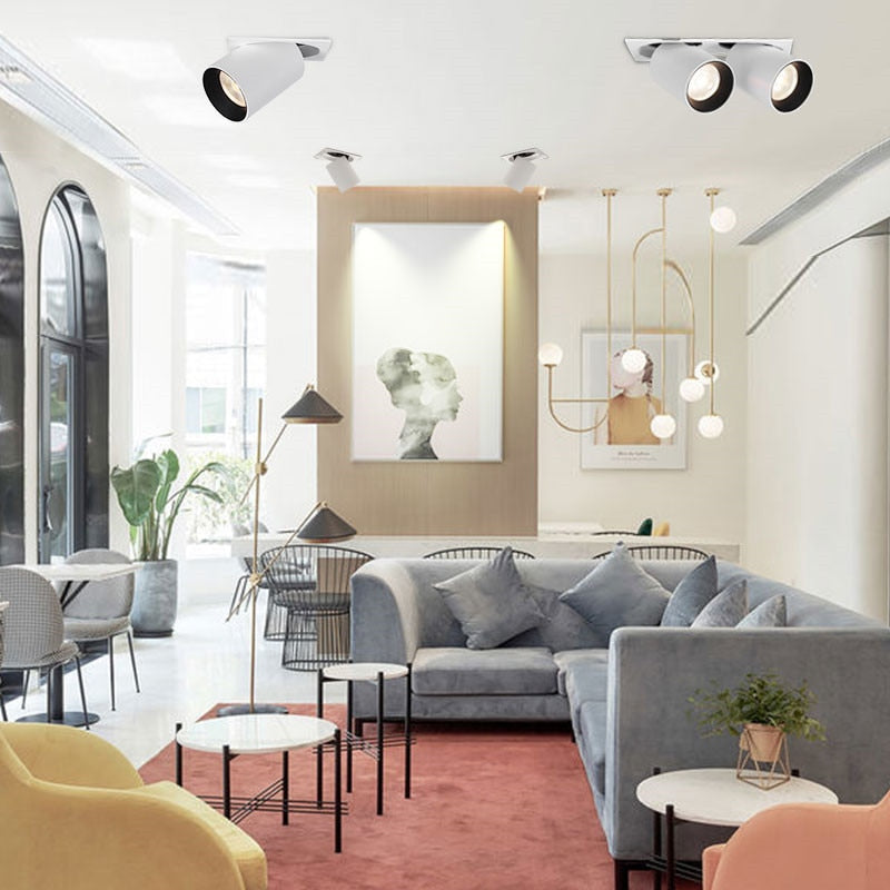 NEW LED Aluminum recessed COB dimmable Rotating Downlight AC85-265V 9W 12W 15W LED Ceiling Lamp Spot Lights Indoor Lighting