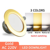 Downlight 10pcs 3W 5W led Downlight AC220V six color recessed led downlight lamps Kitchen living room Indoor recessed downlight