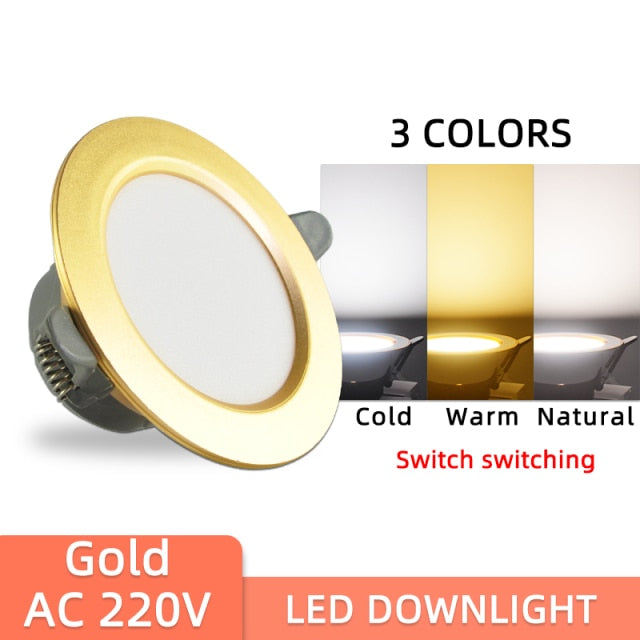 Downlight 10pcs 3W 5W led Downlight AC220V six color recessed led downlight lamps Kitchen living room Indoor recessed downlight