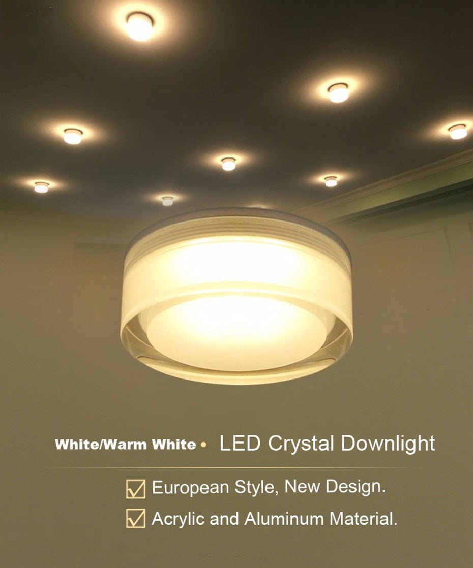 Crystal LED downlight 5W 10W 12W spot light LED 110V 220V recessed LED lamp for home decoration led Recessed ceiling lamp