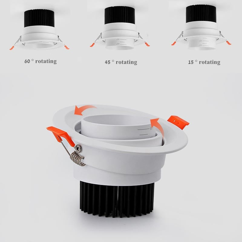 Dimmable LED Embedded Zoom 15-60 degrees COB Downlights 9W 12W 15W 20W 30W 35W Ceiling Lamp Spot Lights 85-265V Indoor lighting