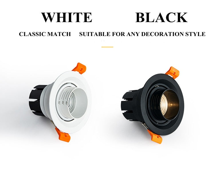 Dimmable LED Embedded Zoom 15-60 degrees COB Downlights 9W 12W 15W 20W 30W 35W Ceiling Lamp Spot Lights 85-265V Indoor lighting