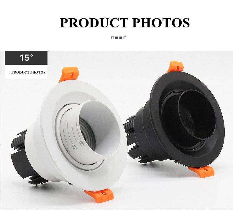 Dimmable LED Embedded Zoom 15-60 degrees COB Downlights 9W 12W 15W 20W 30W 35W Ceiling Lamp Spot Lights 85-265V Indoor lighting