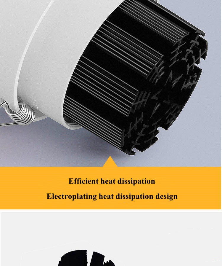 Dimmable LED Embedded Zoom 15-60 degrees COB Downlights 9W 12W 15W 20W 30W 35W Ceiling Lamp Spot Lights 85-265V Indoor lighting