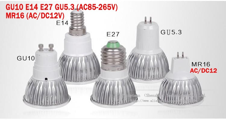 Super Bright 9W 4W 5W 3W GU10 LED Bulbs Light 110V 220V Dimmable Led Spotlights Warm/Cool White GU10 base LED downlight