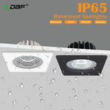 DBF IP65 Waterproof LED Spot Light 5W 7W 12W 15W Black/White Square Recessed Downlight Bathroom Ceiling Lamp 3000K/4000K/6000K