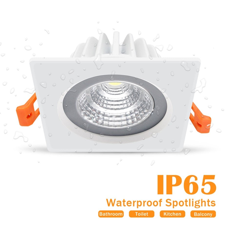 DBF IP65 Waterproof LED Spot Light 5W 7W 12W 15W Black/White Square Recessed Downlight Bathroom Ceiling Lamp 3000K/4000K/6000K