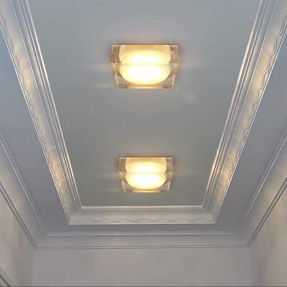 LED Crystal Ceilng Light Round/Square 1W 5W 12W LED Spot light 85-265V Recessed LED Crystal Downlight for Home Kitchen Lighting