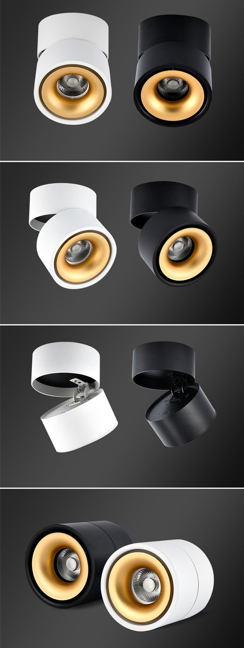 Dimmable COB LED Downlights Surface Mounted LED Ceiling Lamps 7W/10W/15W/18W Foldable And 360° Rotatable Background Spot lights