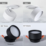 DBF Angle Adjustable Recessed Downlight Dimmable 7W 10W 12W Frosted Lens Ceiling Spot Light for Pictures Background AC110V 220V