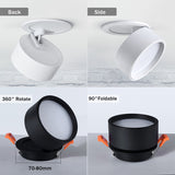 DBF Angle Adjustable Recessed Downlight Dimmable 7W 10W 12W Frosted Lens Ceiling Spot Light for Pictures Background AC110V 220V