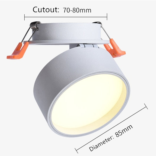 DBF Angle Adjustable Recessed Downlight Dimmable 7W 10W 12W Frosted Lens Ceiling Spot Light for Pictures Background AC110V 220V