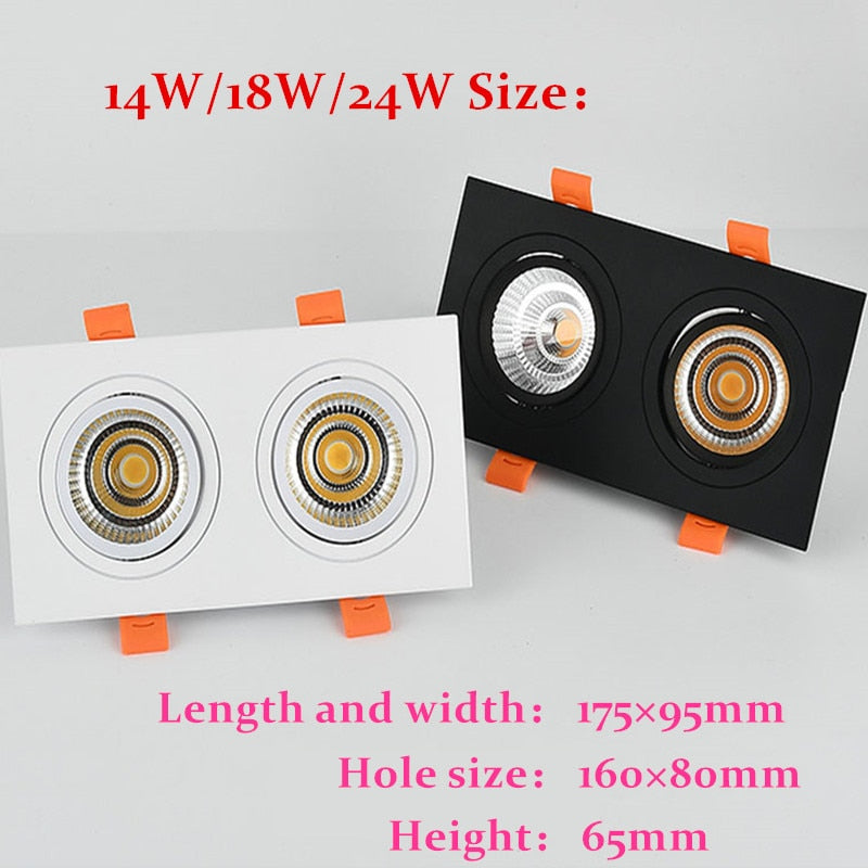 Dimmable Recessed LED Downlights 14W/18W/24W COB Ceiling Spot Lights AC90-260V Background Lamps Indoor Lighting+led Drive