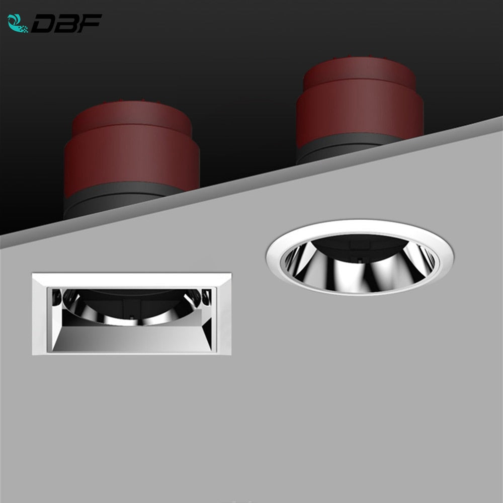 DBF 2021 New Deep-Glare LED Recessed Downlight 7W 12W 15W 45 Degrees Angle Adjust Round Ceiling Spot Lights Kitchen Living Room