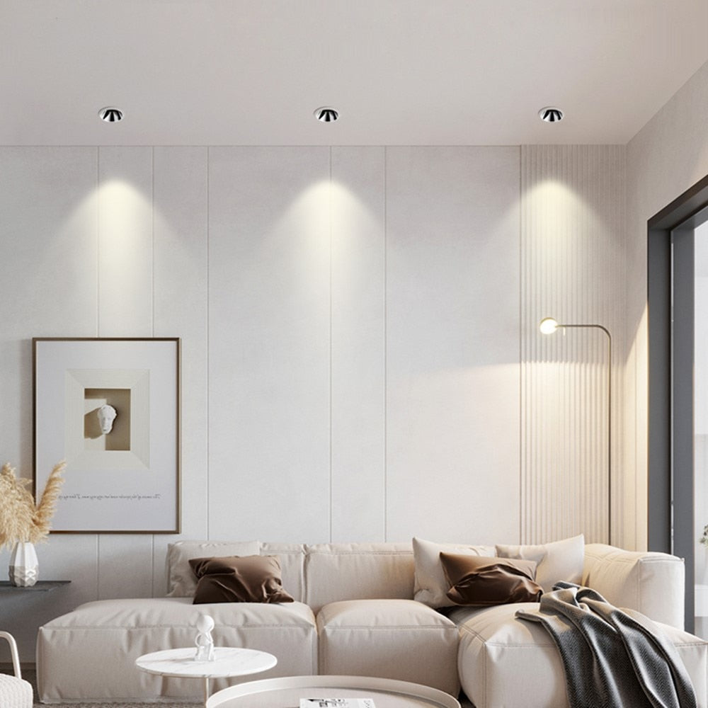 DBF 2021 New Deep-Glare LED Recessed Downlight 7W 12W 15W 45 Degrees Angle Adjust Round Ceiling Spot Lights Kitchen Living Room