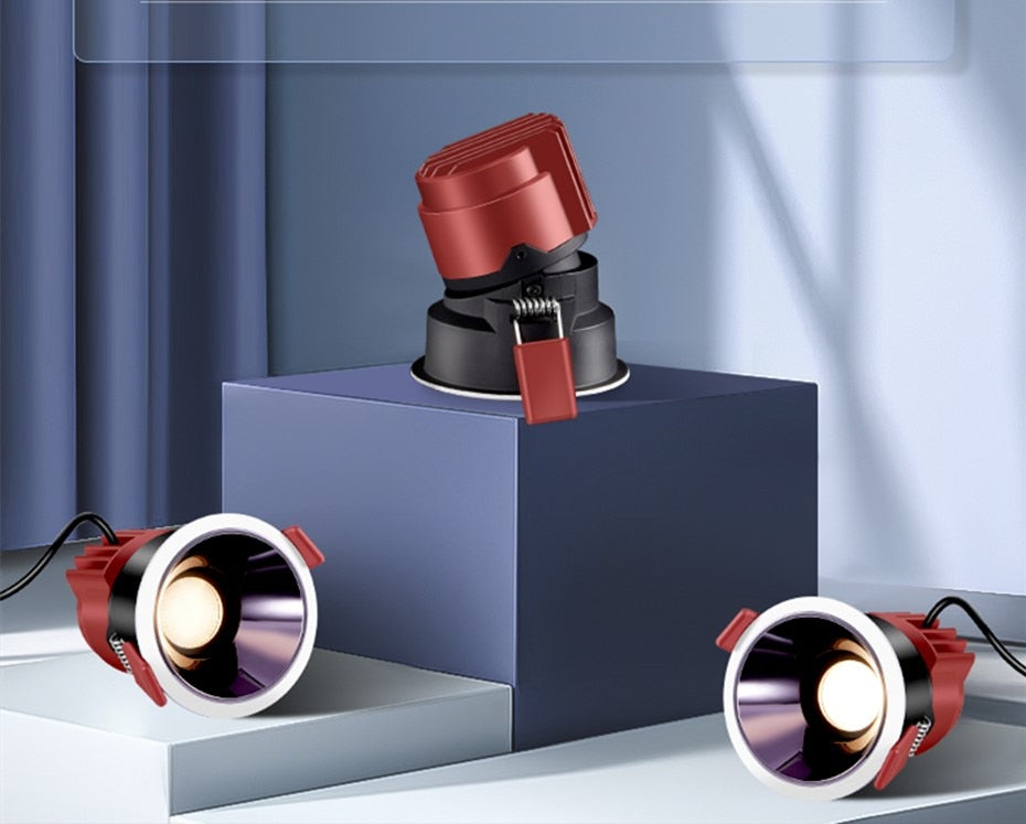 DBF 2021 New Deep-Glare LED Recessed Downlight 7W 12W 15W 45 Degrees Angle Adjust Round Ceiling Spot Lights Kitchen Living Room