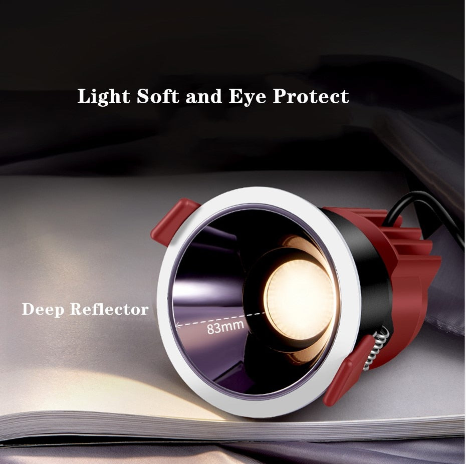 DBF 2021 New Deep-Glare LED Recessed Downlight 7W 12W 15W 45 Degrees Angle Adjust Round Ceiling Spot Lights Kitchen Living Room