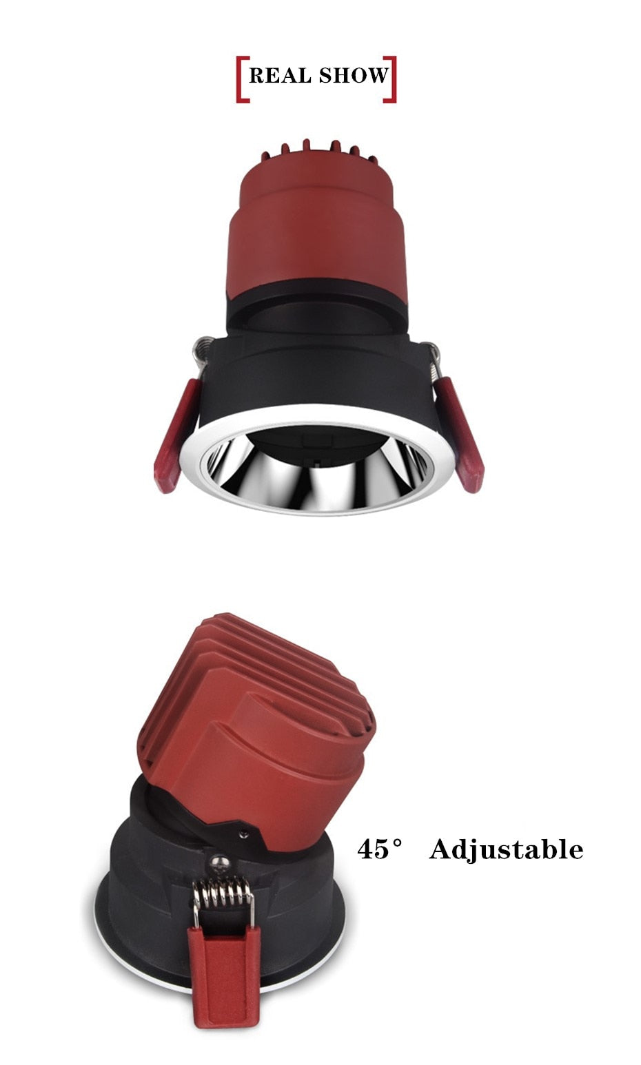 DBF 2021 New Deep-Glare LED Recessed Downlight 7W 12W 15W 45 Degrees Angle Adjust Round Ceiling Spot Lights Kitchen Living Room